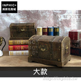 INPHIC-老式仿古海盜箱藏寶箱復古木箱收納盒黃金色儲物箱家居-大款